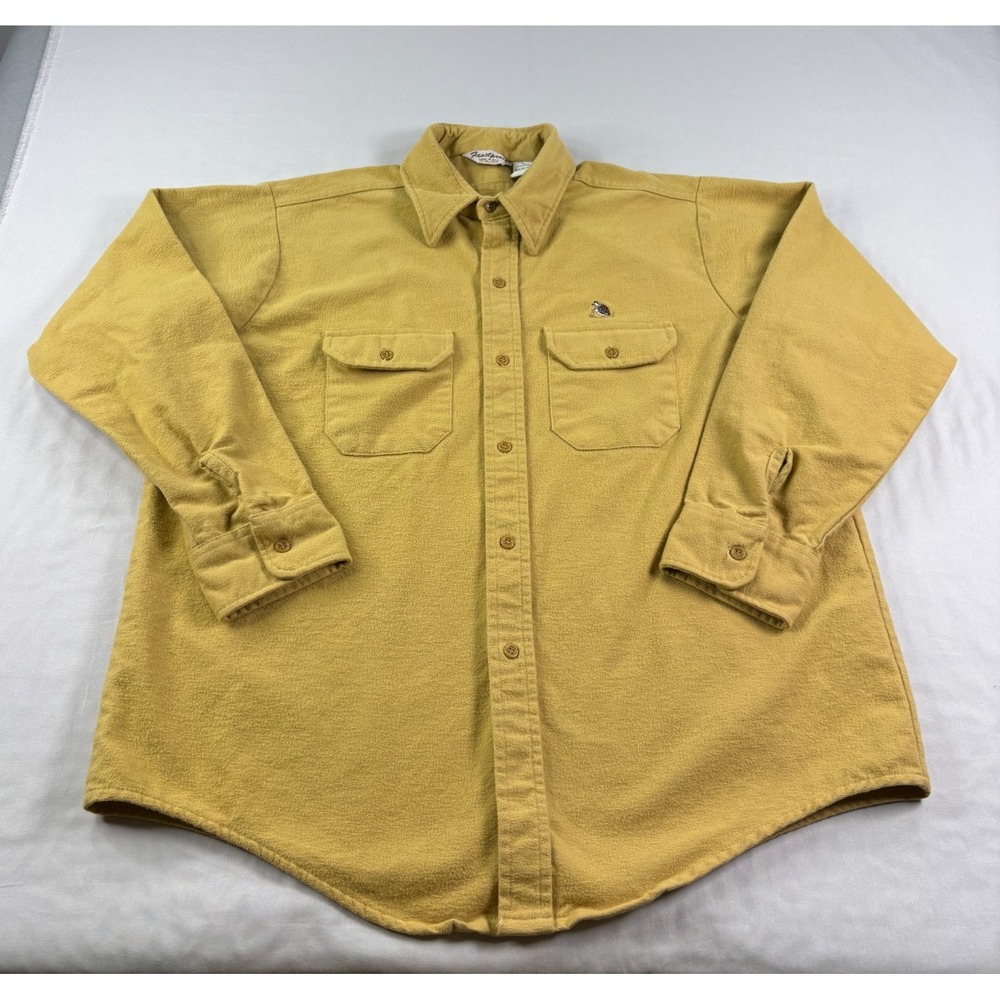 Vintage Frostproof Flannel Shirt Mens XL Yellow Chamois Cloth Workwear USA Made‎